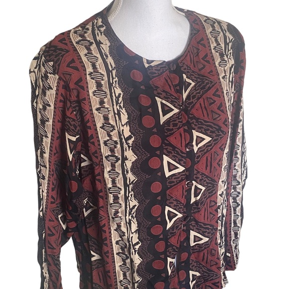Passports of Pier 1 Imports | Womens Tribal Print Button Up Blouse Size M Medium - Picture 2 of 6
